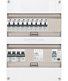 1F groepenkast 24M met 9 aardlekautomaat+AF+PV16-2P+BT