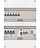 1F groepenkast 24M met 6 aardlekautomaat+kook+AF+PV16-2P